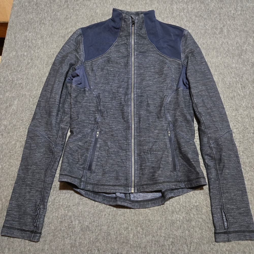 Lululemon Forme Jacket Womens 6 Slub Denim Inkwell Full Zip‎ Luon Yoga